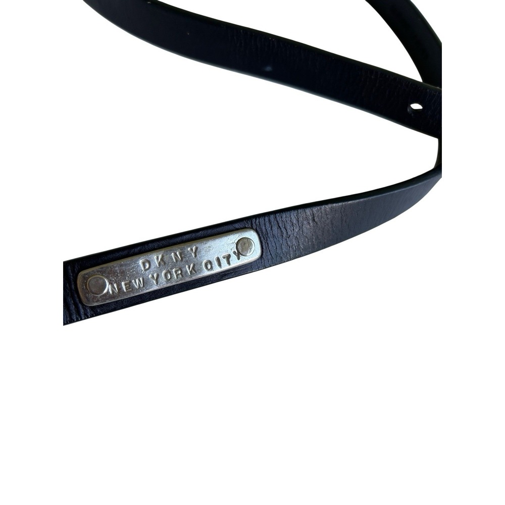 Vintage DKNY Black Belt Y2K Grunge Slouch Silver Logo Modern